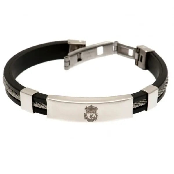 Liverpool FC Silver Inlay Silicone Bracelet Main View
