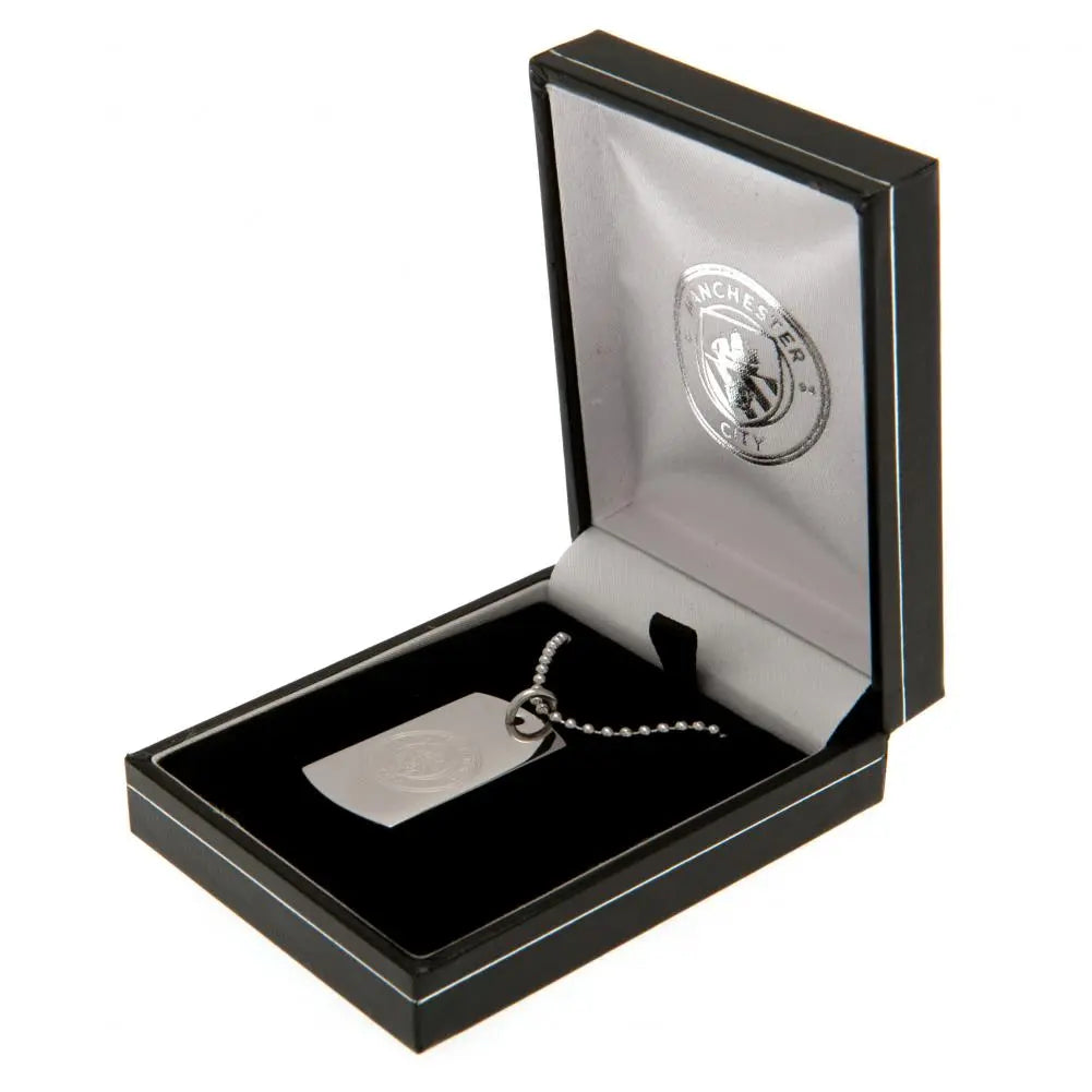 Manchester City Engraved Dog Tag & Chain in Box