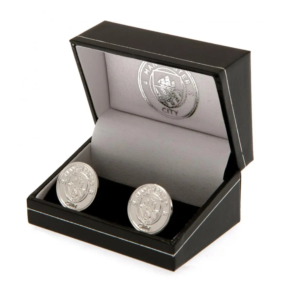 Manchester City Silver Plated Formed Cufflinks Boxed