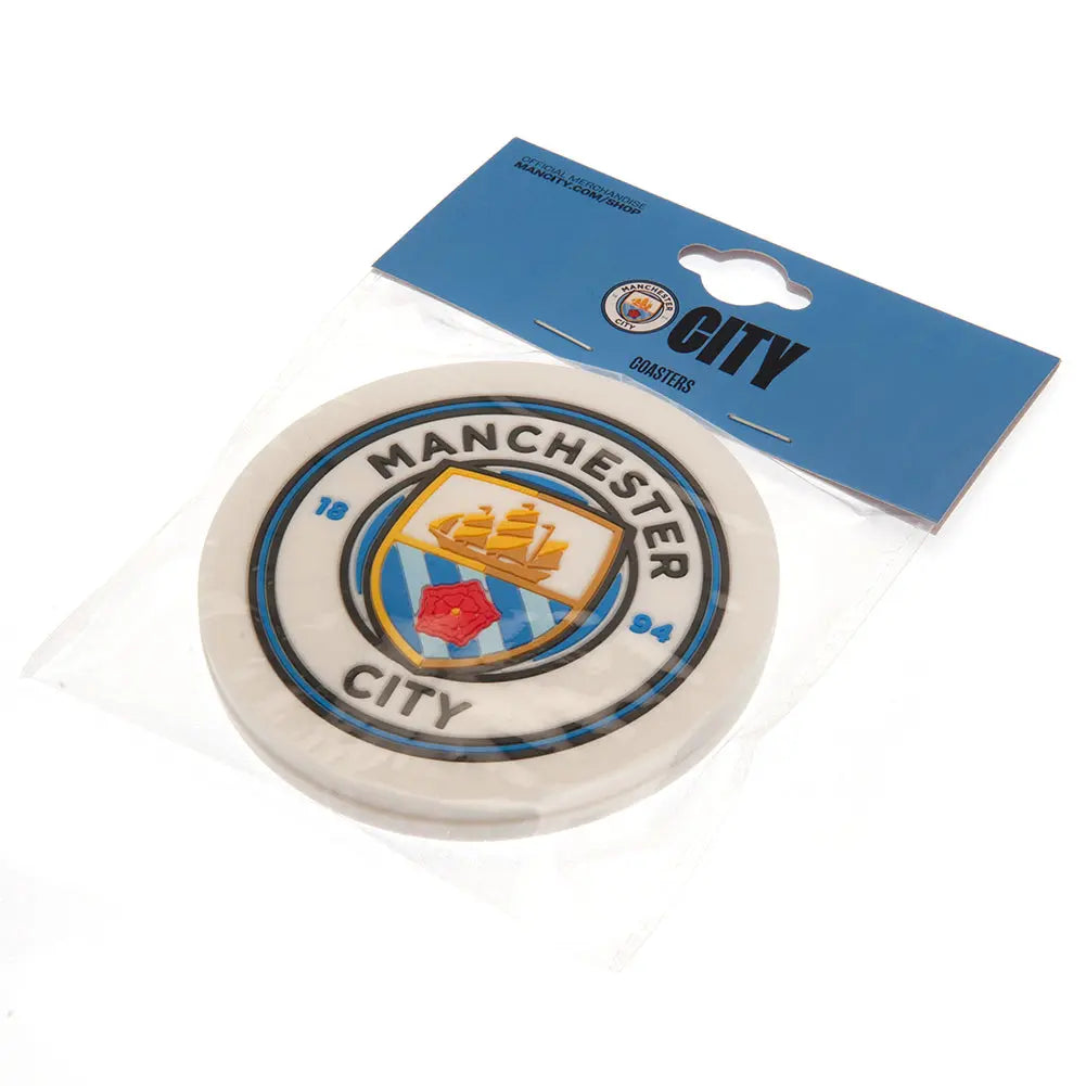 Manchester City 2 Pack Coasters Packaged