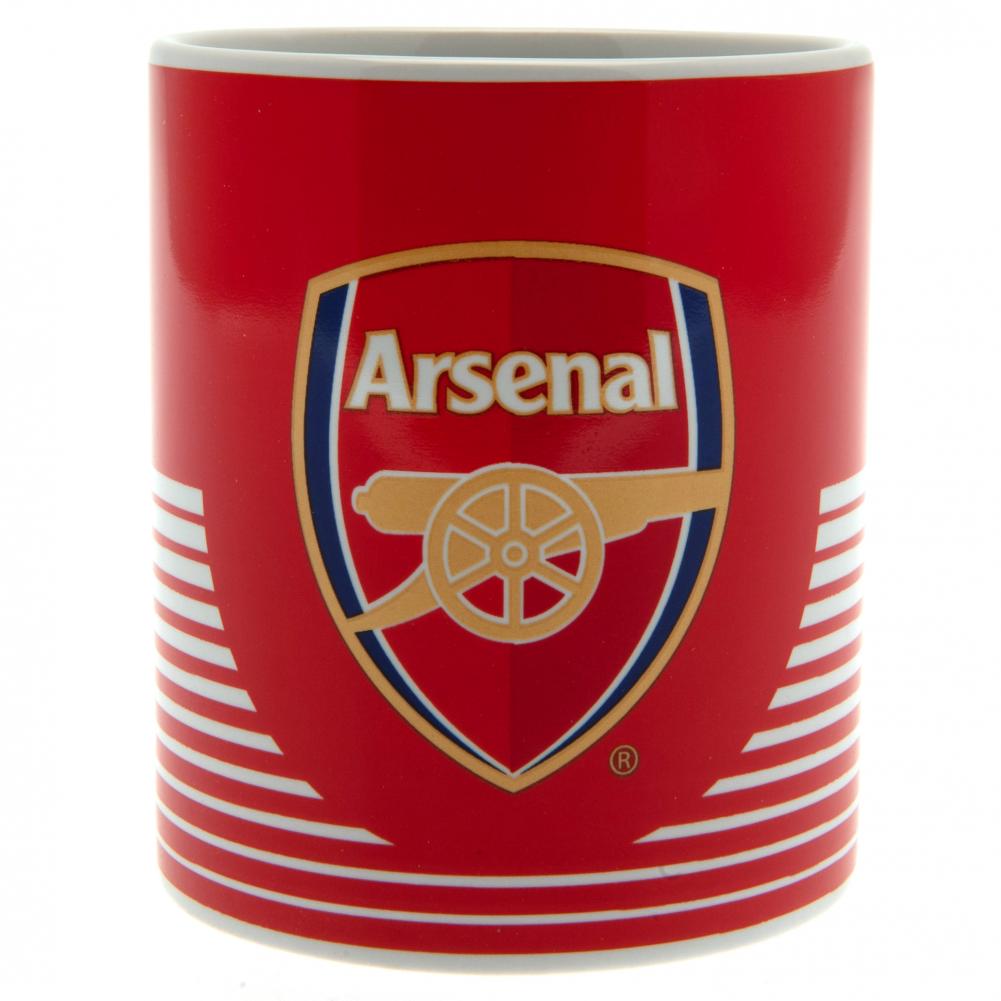 Red mug with Arsenal logo on a white background