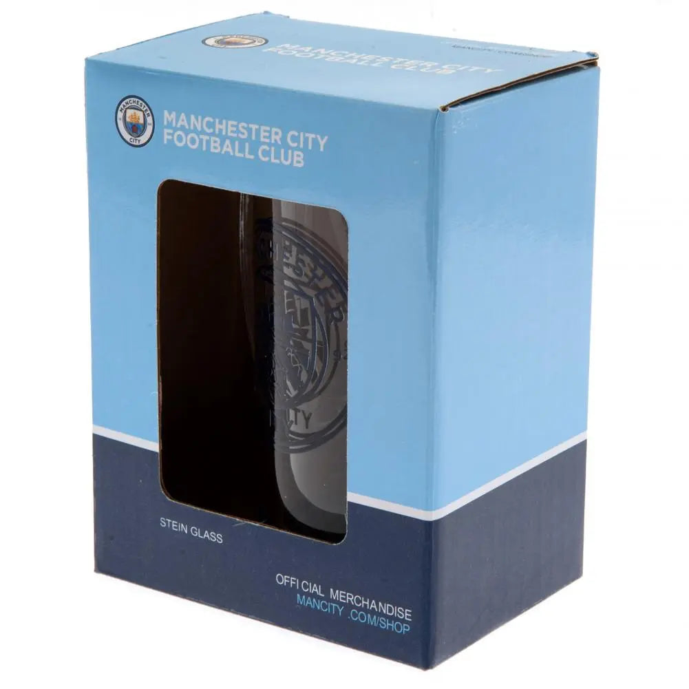 Manchester City Stein Glass Tankard Boxed