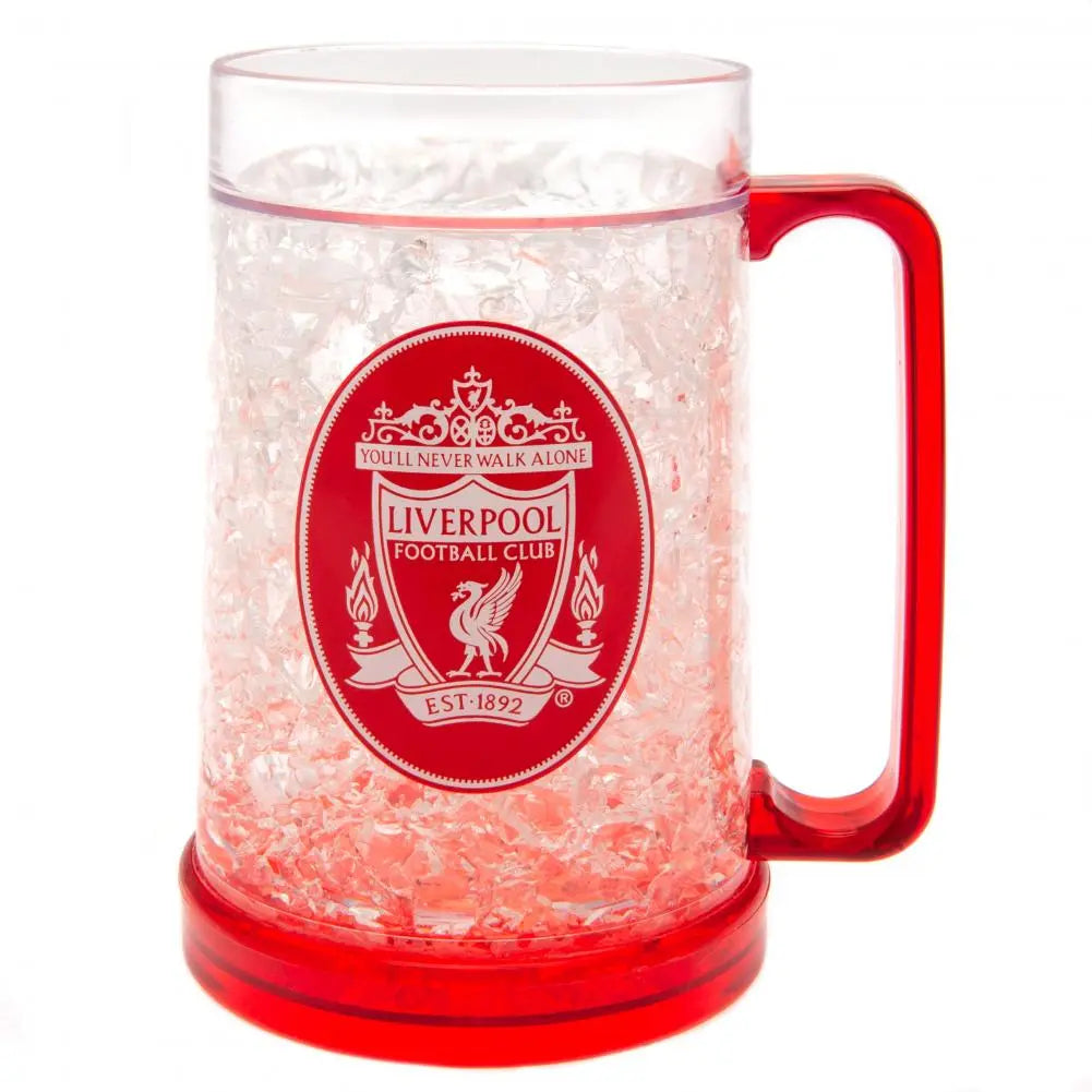 Freezer mug with Liverpool Football Club with ice cube design on a white background