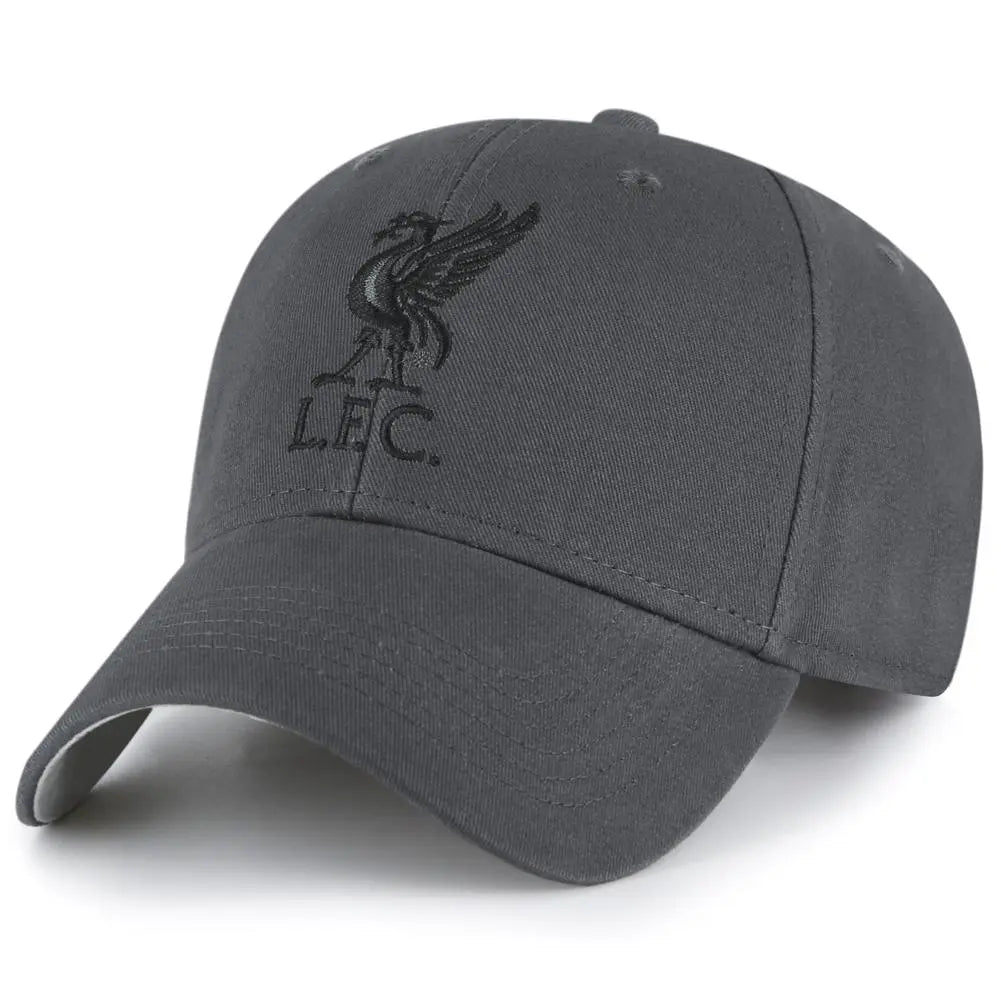 Gray Liverpool FC cap with black logo and text on a white background