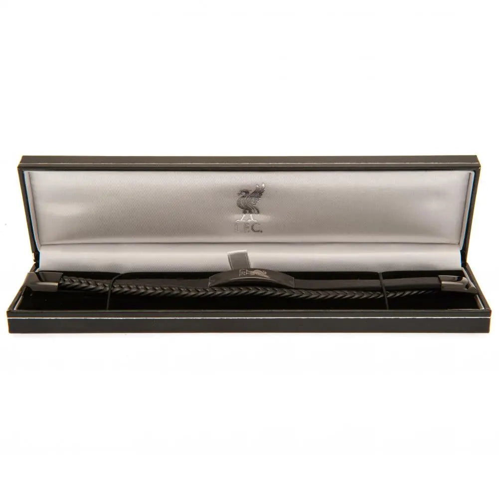 Liverpool FC Black IP Leather Bracelet Boxed