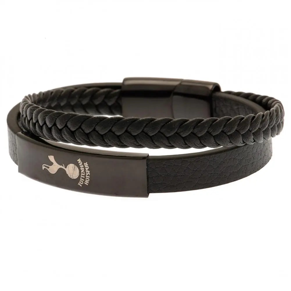 Tottenham Hotspur Black IP Leather Bracelet Main