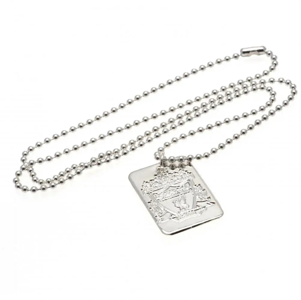 Liverpool FC Silver Plated Dog Tag & Chain Full View
