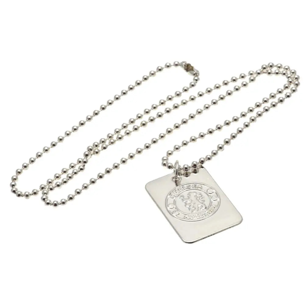 Chelsea FC Silver Plated Dog Tag & Chain Full View