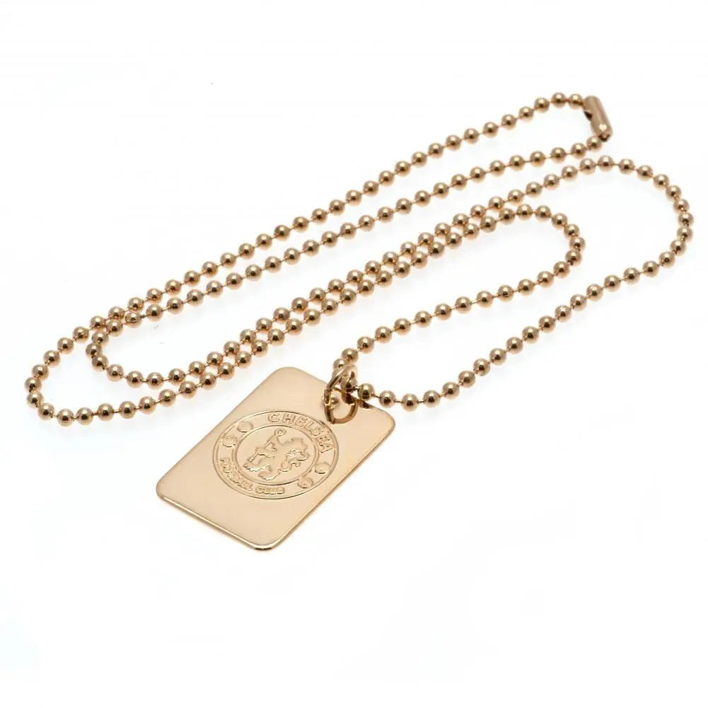 Chelsea FC Gold Plated Dog Tag & Chain Full View