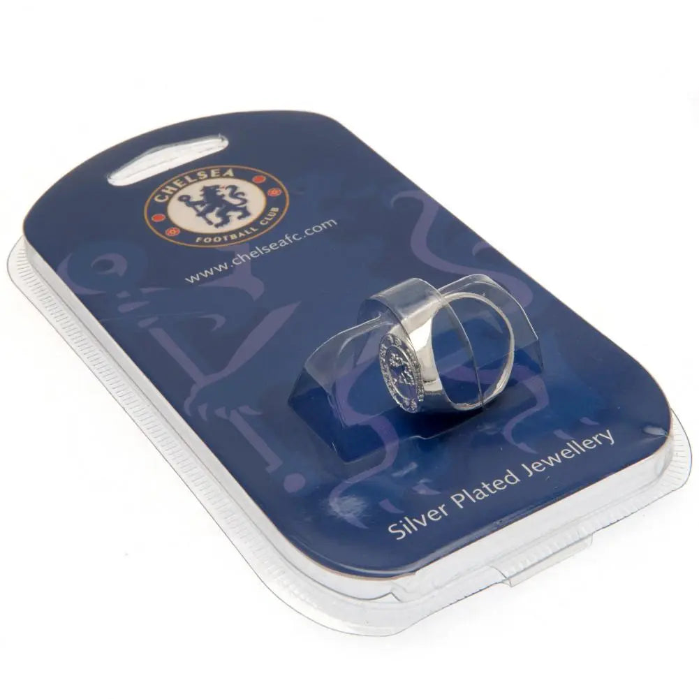 Chelsea FC Silver Plated Crest Ring Boxed