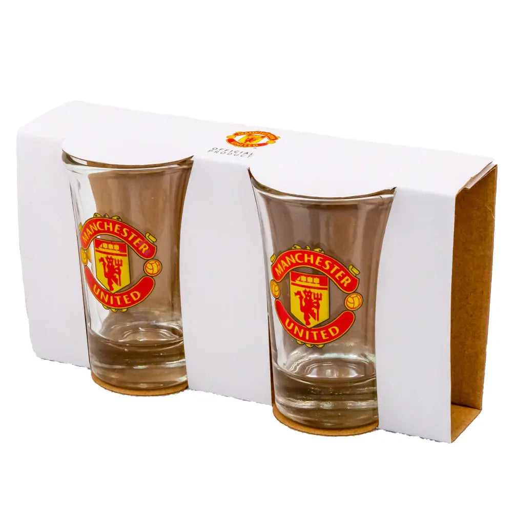 Manchester United 2 Pack Shot Glass Set Packaged