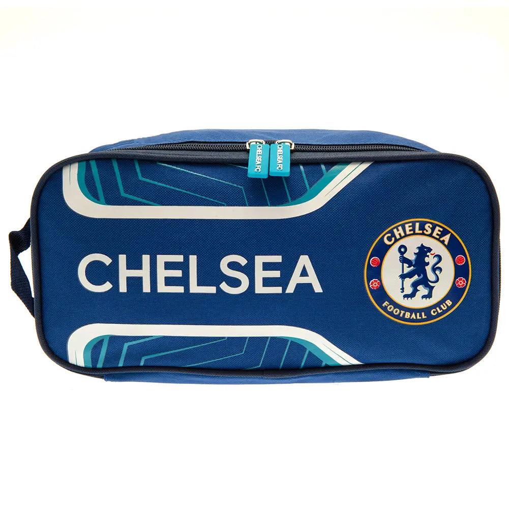 Blue shoe bag with Chelsea FC logo on a white background