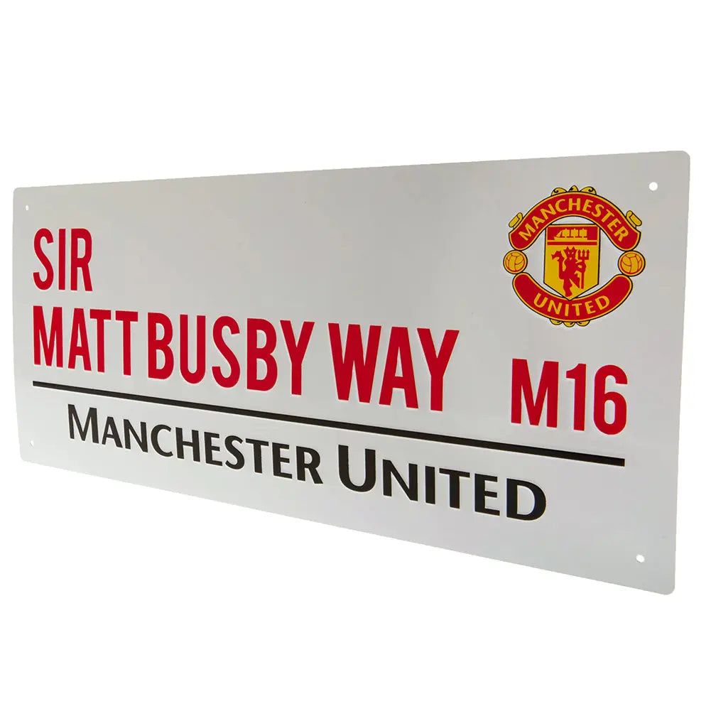Manchester United Sir Matt Busby Way Street Sign Side View