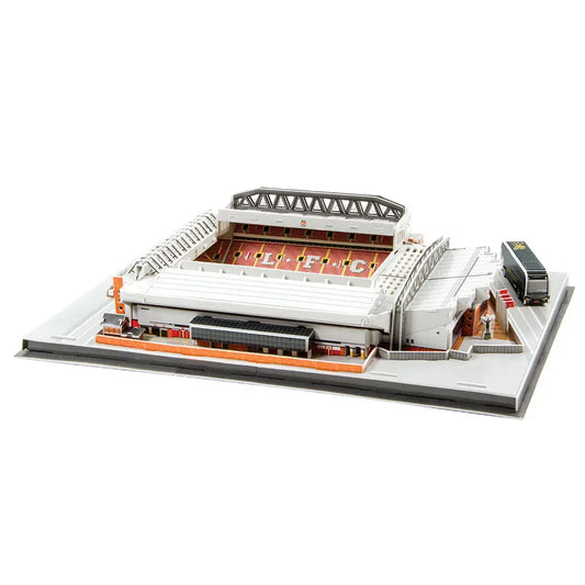 Model of the Liverpool FC Anfield stadium with detailed architecture on a white background