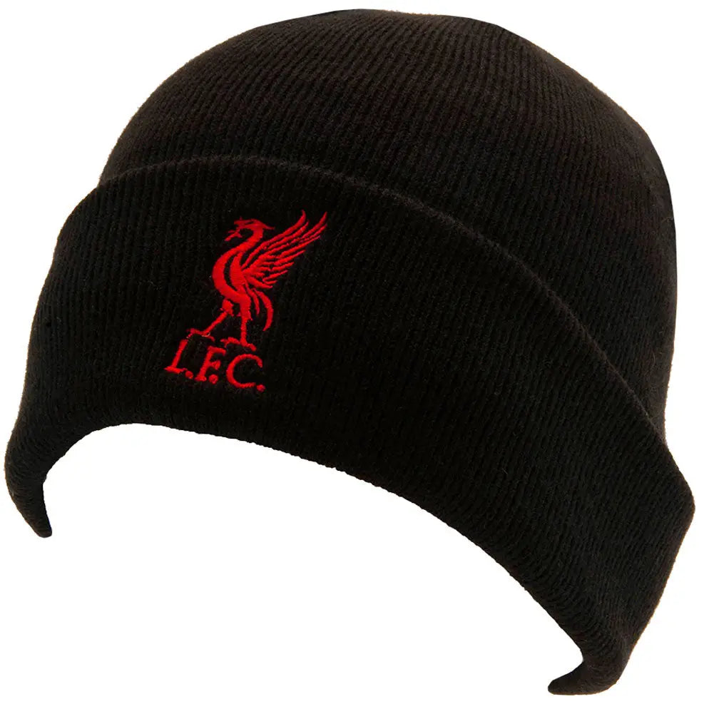 Black beanie with red Liverpool FC logo on a white background