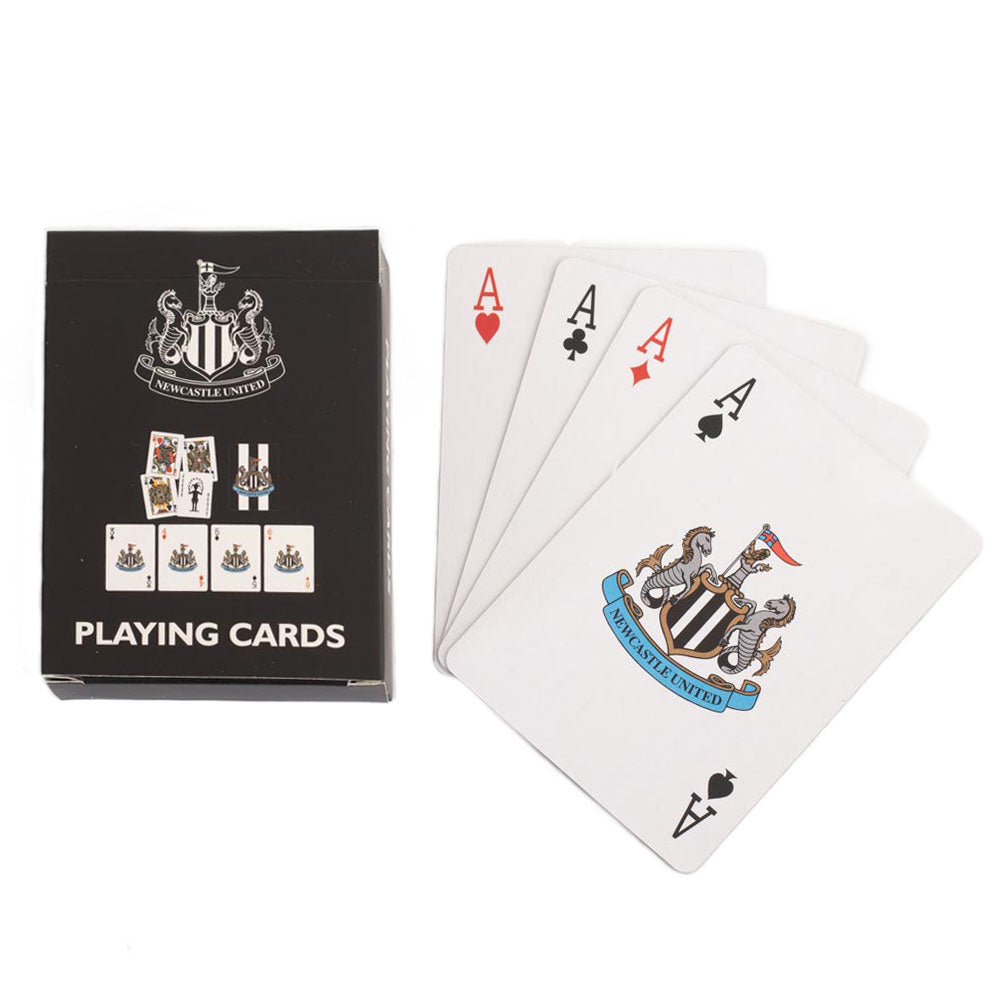 Newcastle United playing cards with a deck of cards and packaging on a white background