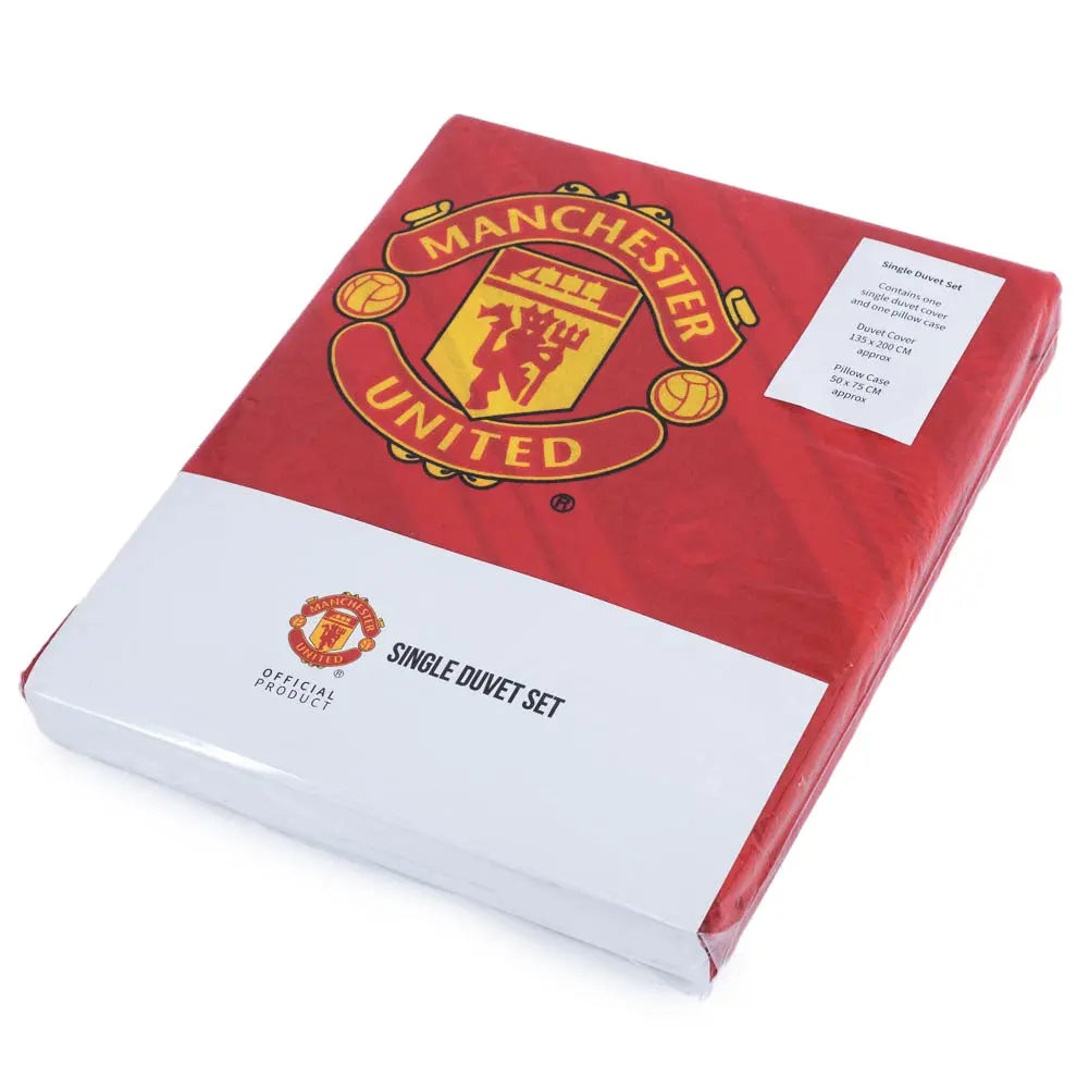 Manchester United Core Stripe Duvet Set Packaged