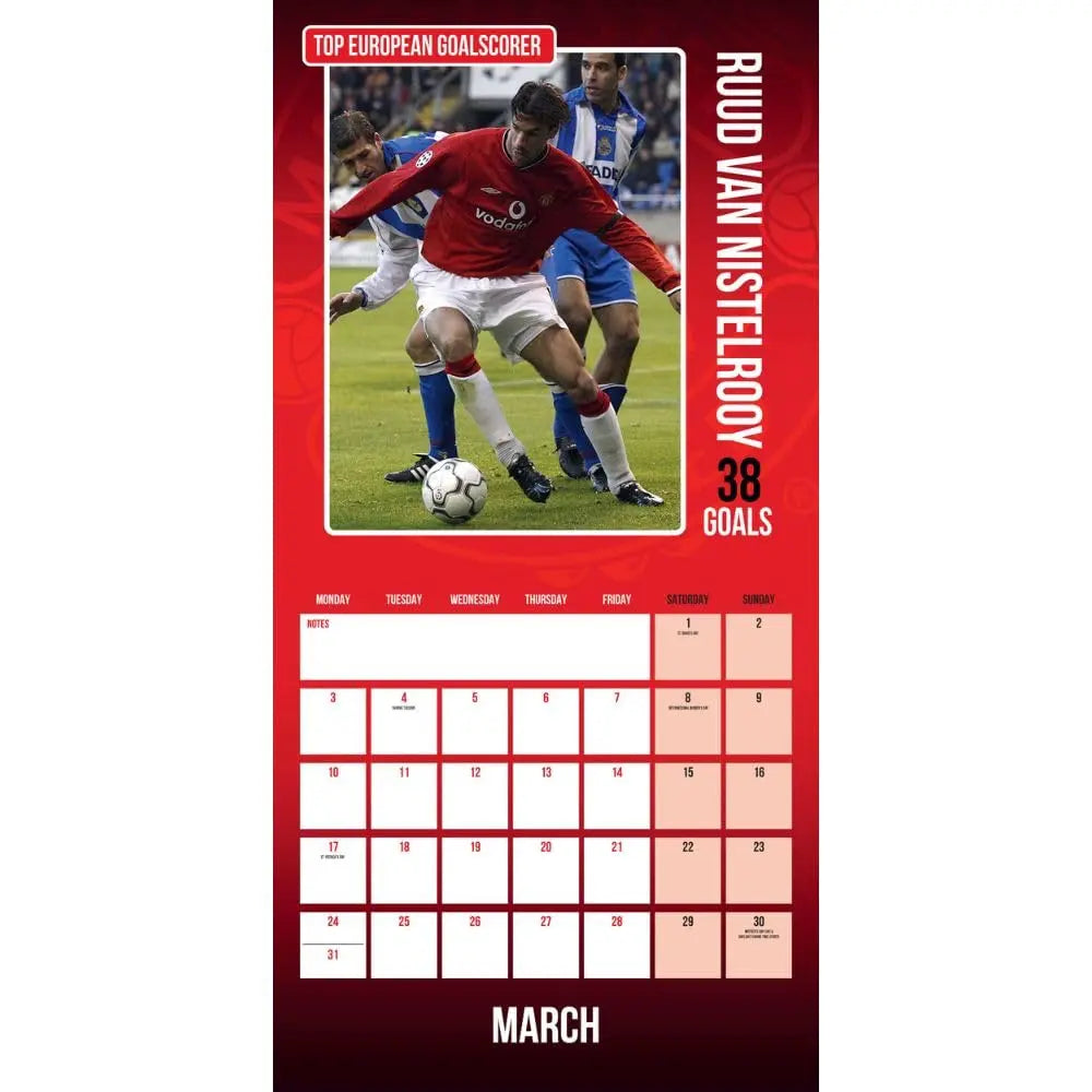 Manchester United 2025 Legends Square Calendar Inside View2