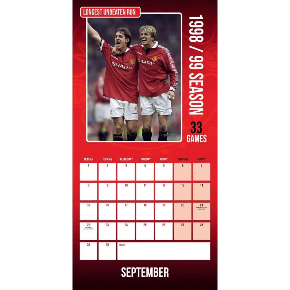 Manchester United 2025 Legends Square Calendar Inside View