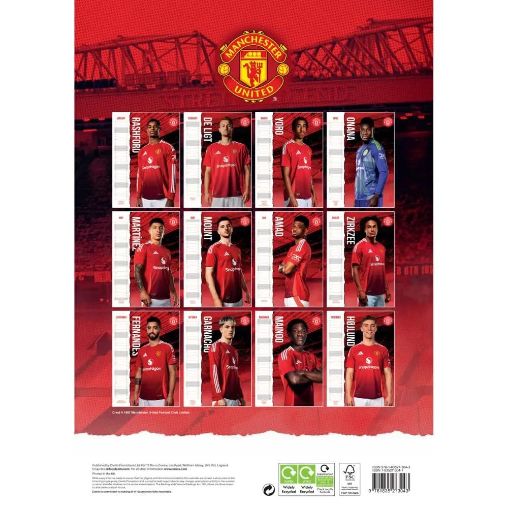 Manchester United 2025 Calendar Football Gifts Online