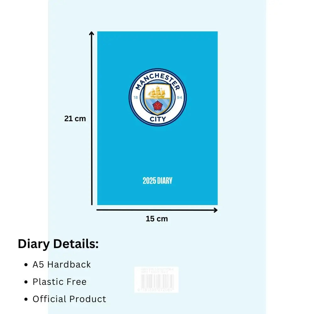 Manchester City 2025 A5 Diary Dimensions