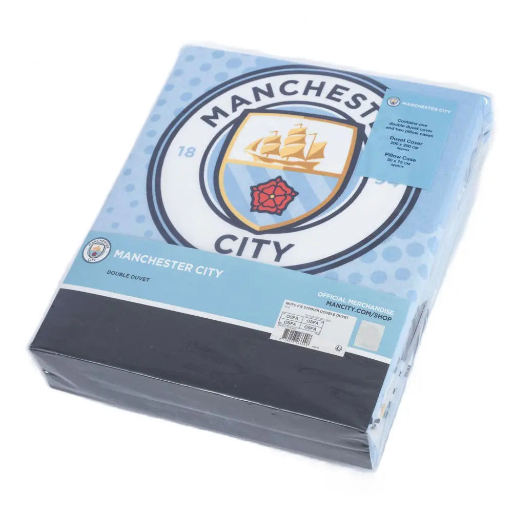 Manchester City Striker Double Duvet Set Packaged