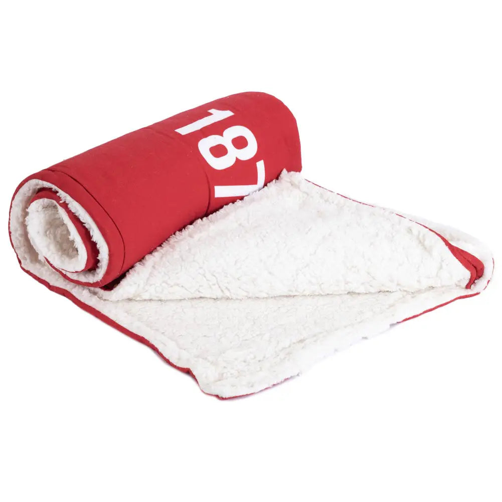 Manchester United Core Stripe Sherpa Fleece Blanket Unfolded