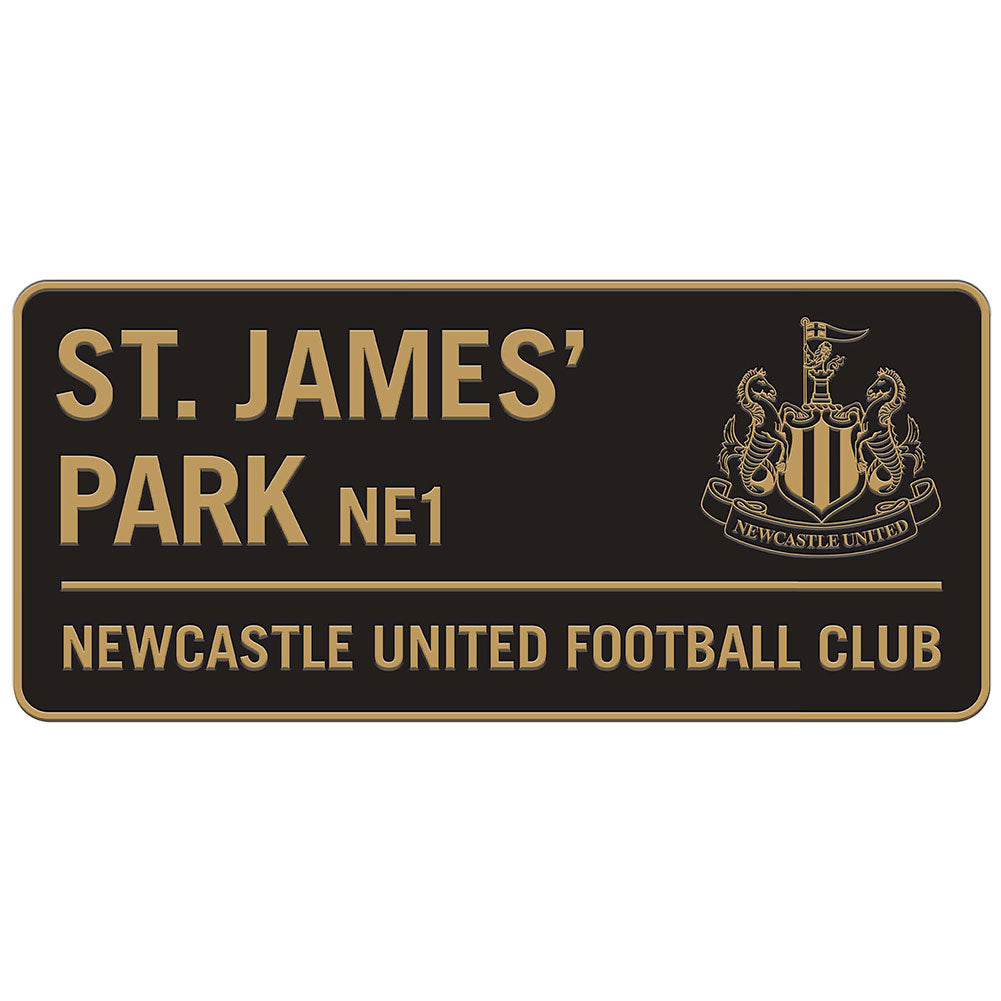 St. James' Park sign with Newcastle United logo on a white background