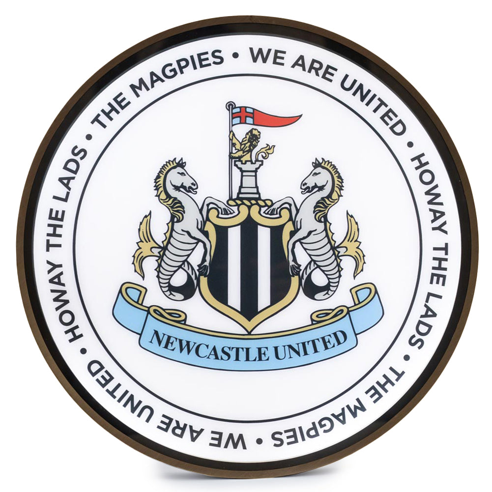 Newcastle United logo with text and emblem on a white background