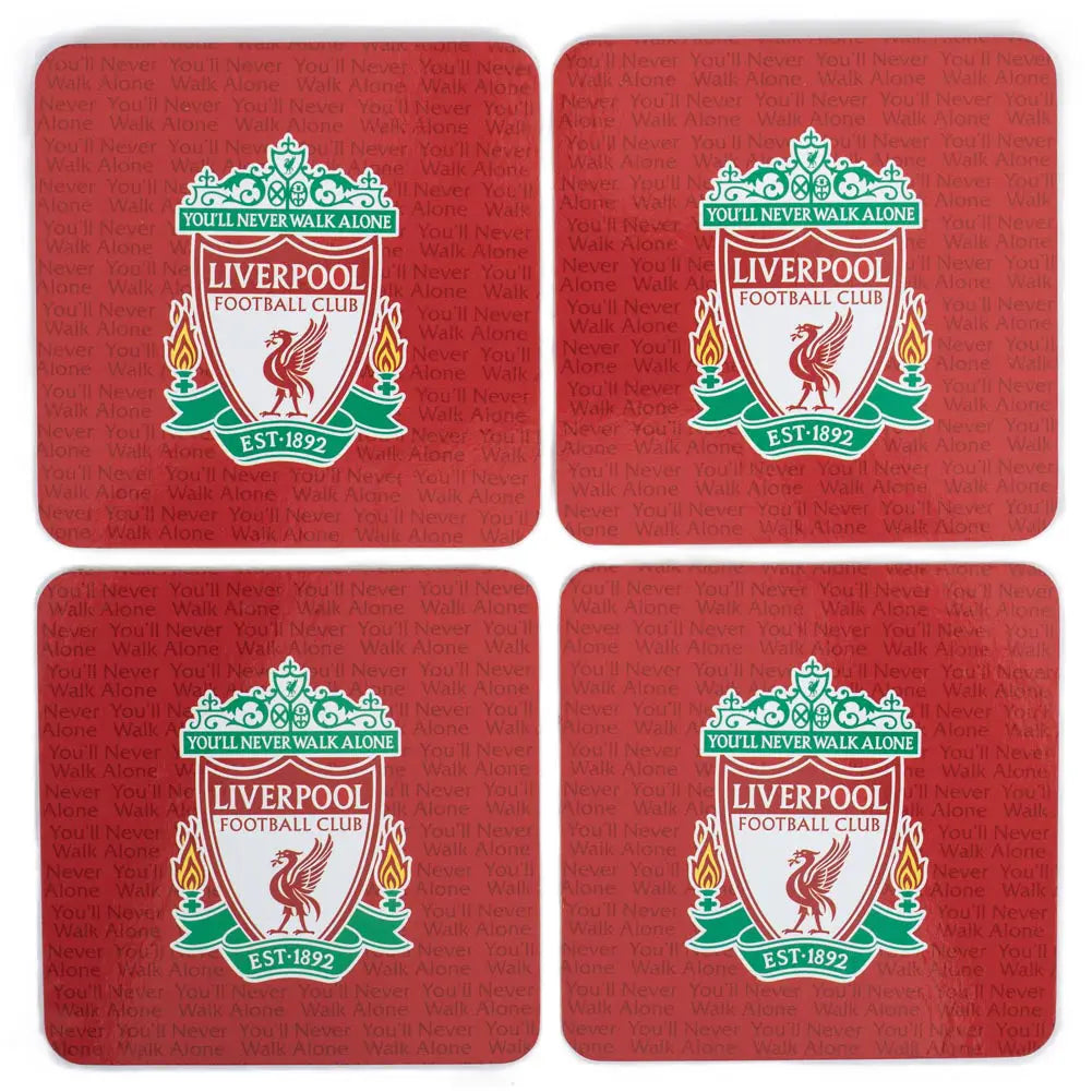 Liverpool FC 4 Pack Cork Coasters Close Up
