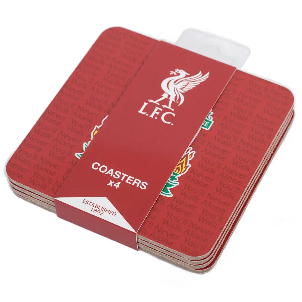 Liverpool FC 4 Pack Cork Coasters Packaged