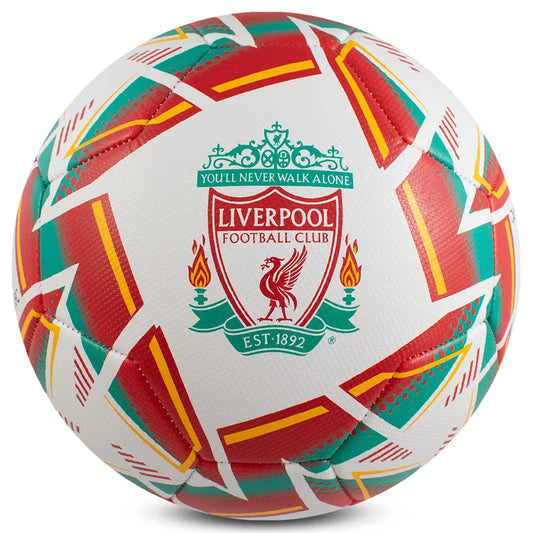 Soccer ball with Liverpool Football Club logo on a white background