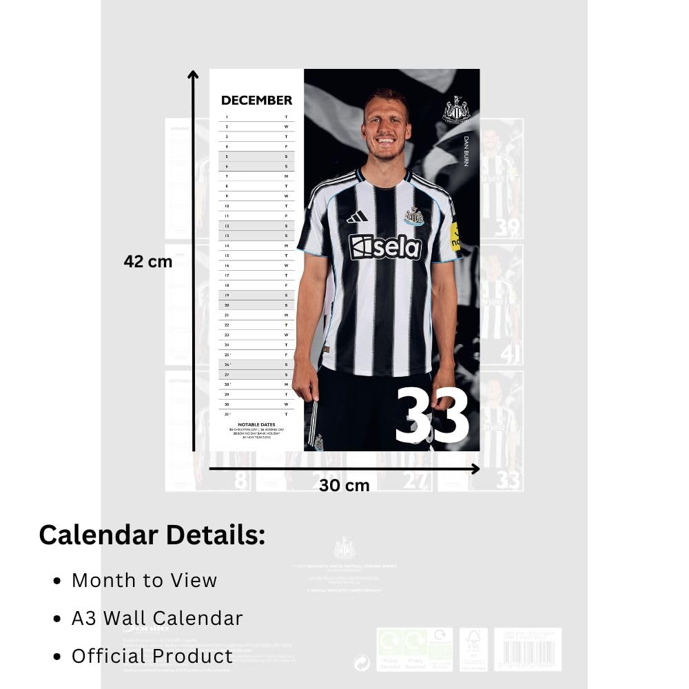 Newcastle United A3 2026 Calendar