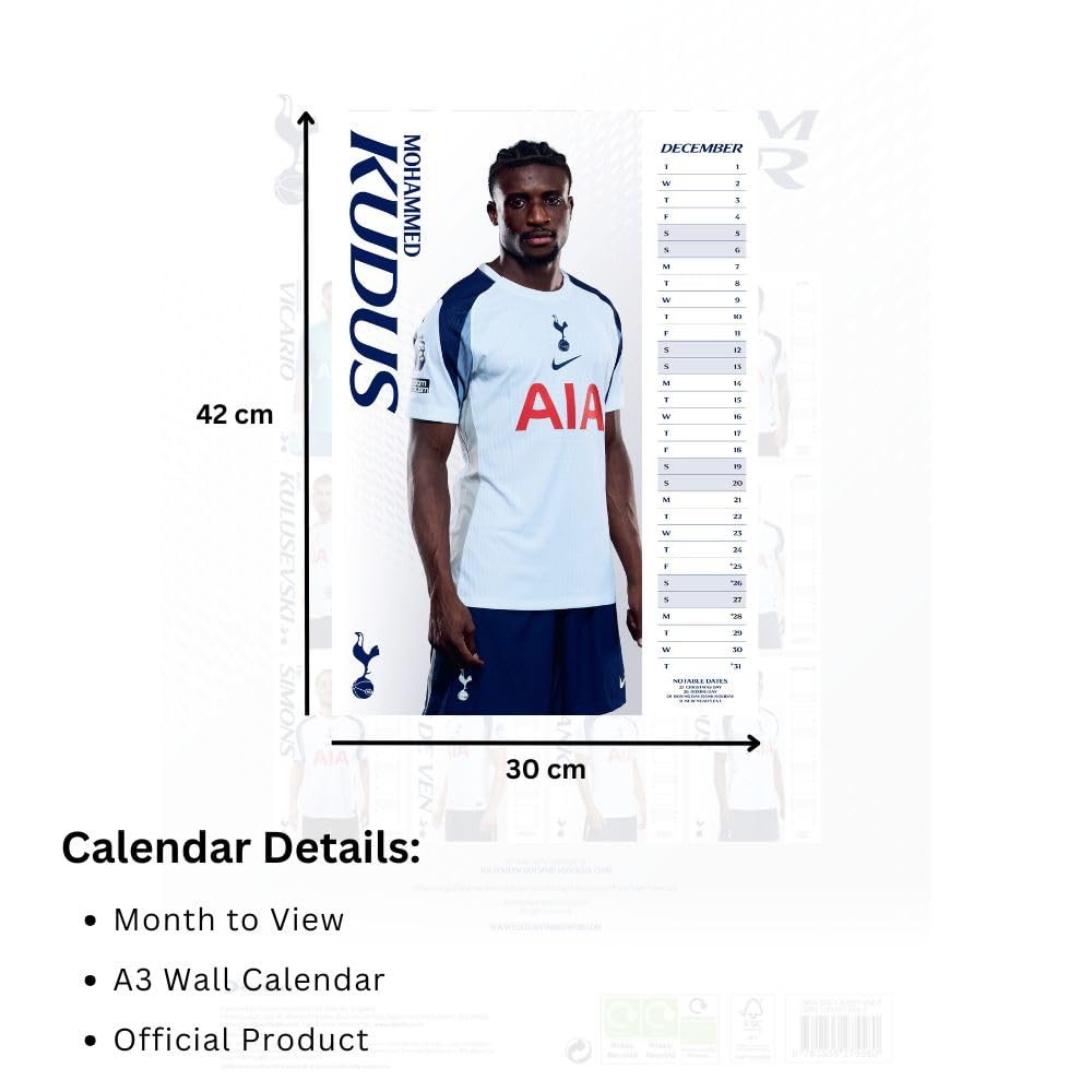 Tottenham Hotspur A3 2026 Calendar