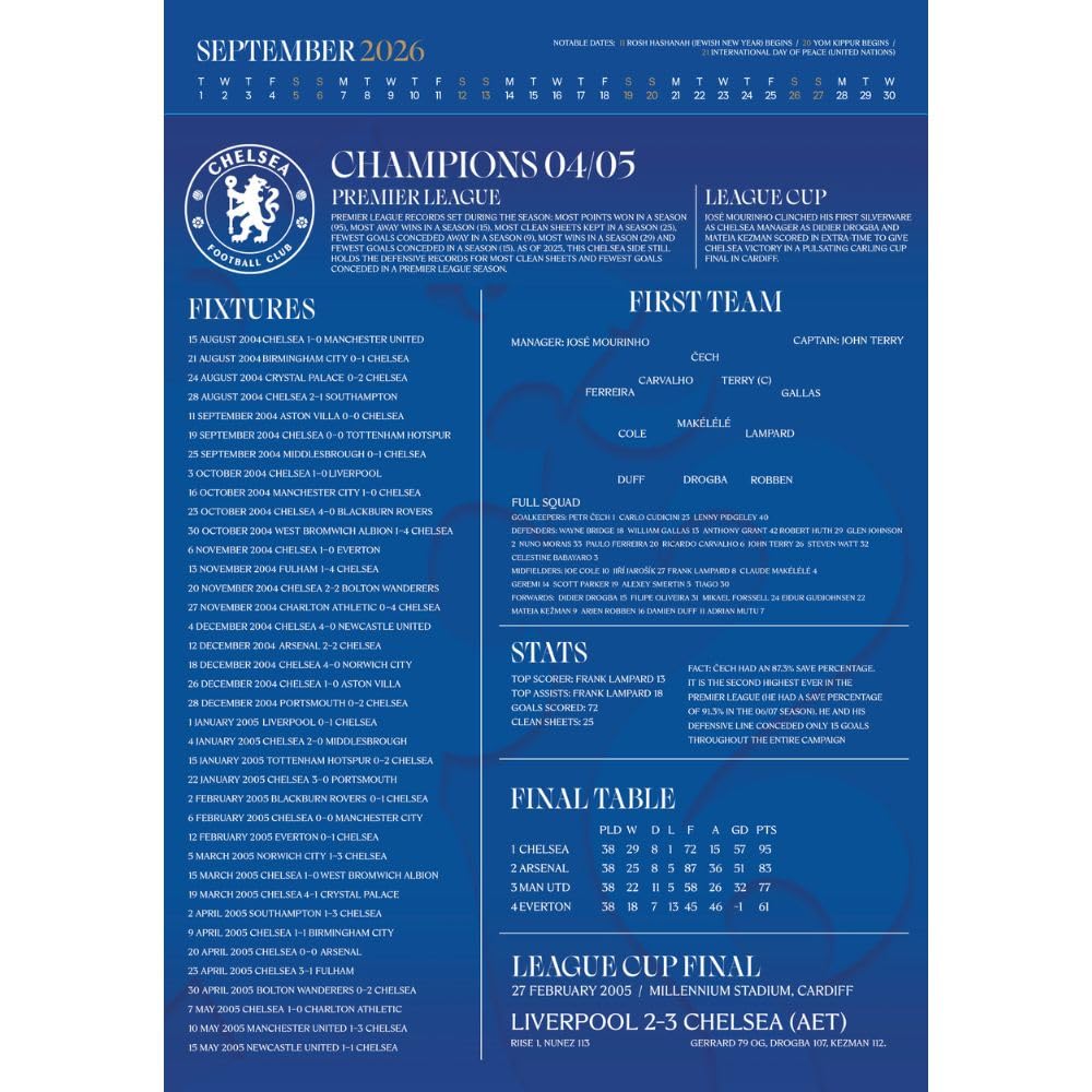 Chelsea FC Deluxe 2026 Calendar