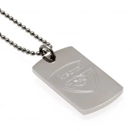Arsenal FC Dog Tag & Chain with Engraved Crest Close Up