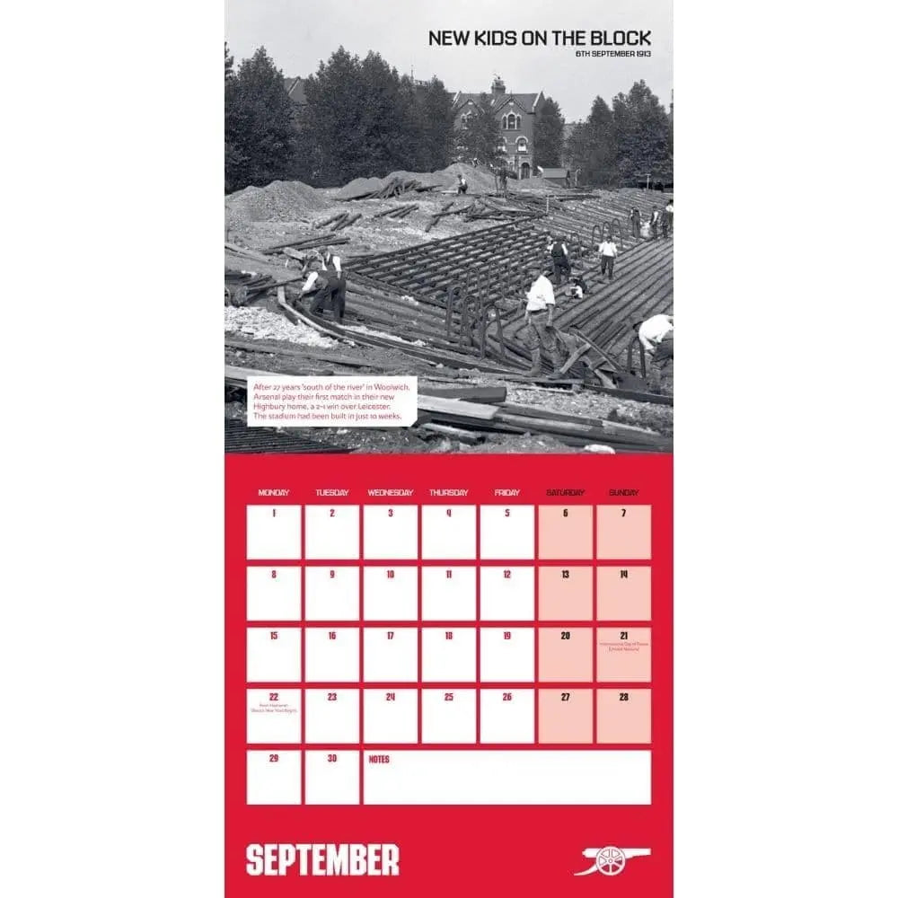 Arsenal FC Legends Square Calendar Page