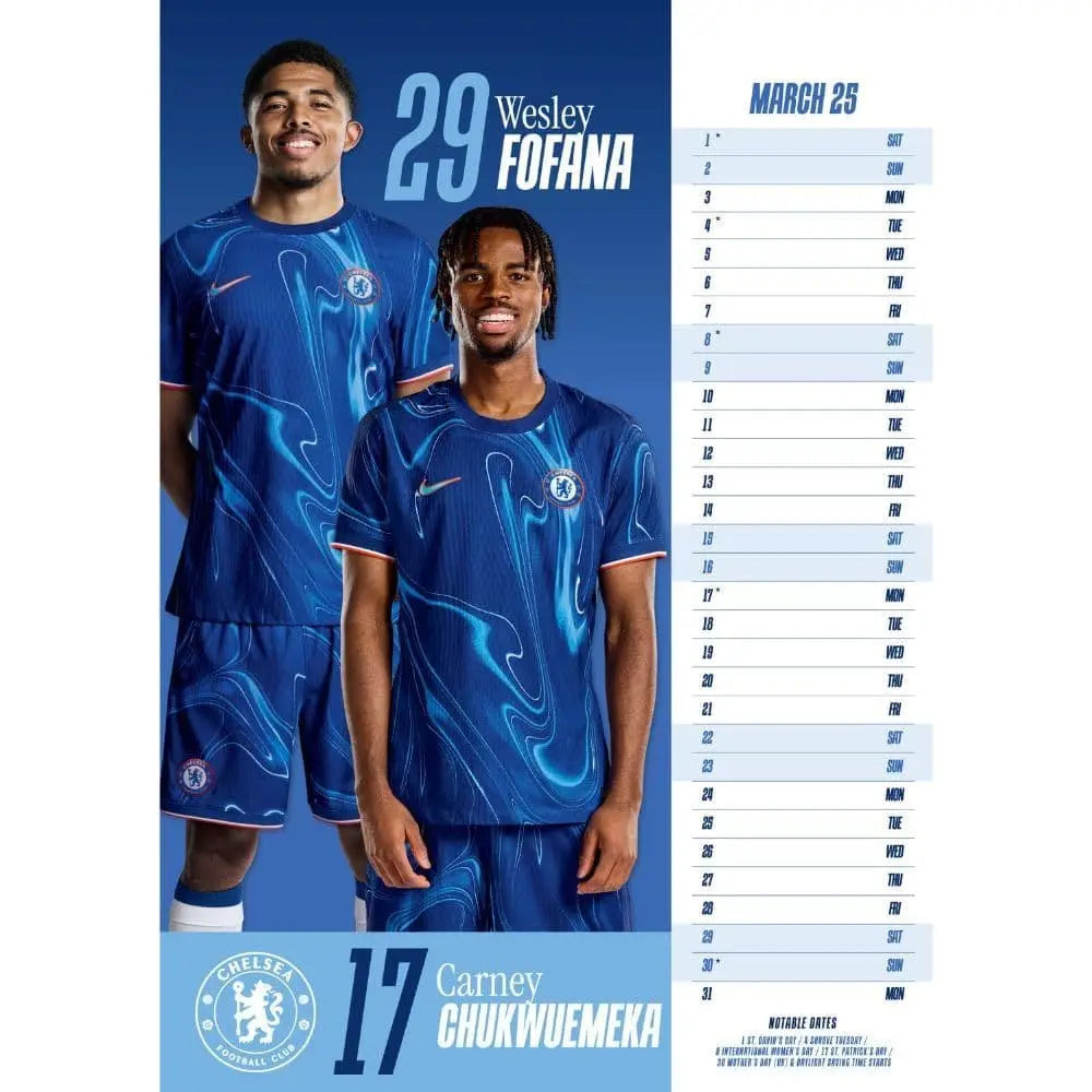 Chelsea FC 2025 Calendar Page View
