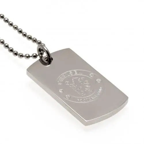 Chelsea FC Dog Tag Chain with Engraved Crest Close Up