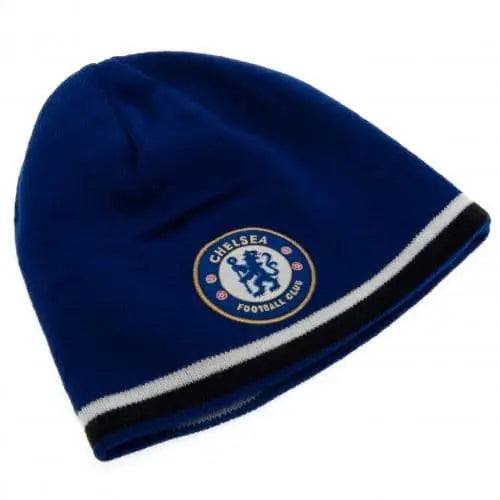 Chelsea FC Reversible Beanie Hat Light Blue Side Flat