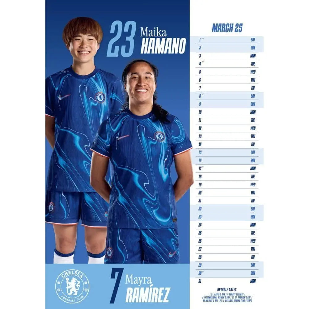 Chelsea FC Women's 2025 Calendar Month View