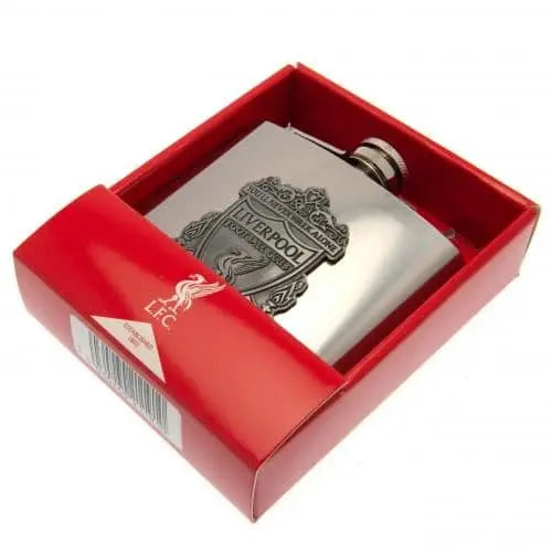 Liverpool FC Hip Flask Side View in Box