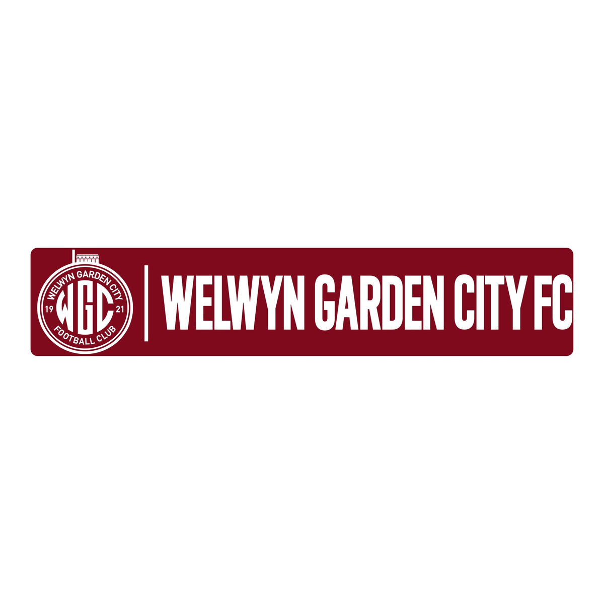 Welwyn Garden City FC claret car bumper sticker with club crest