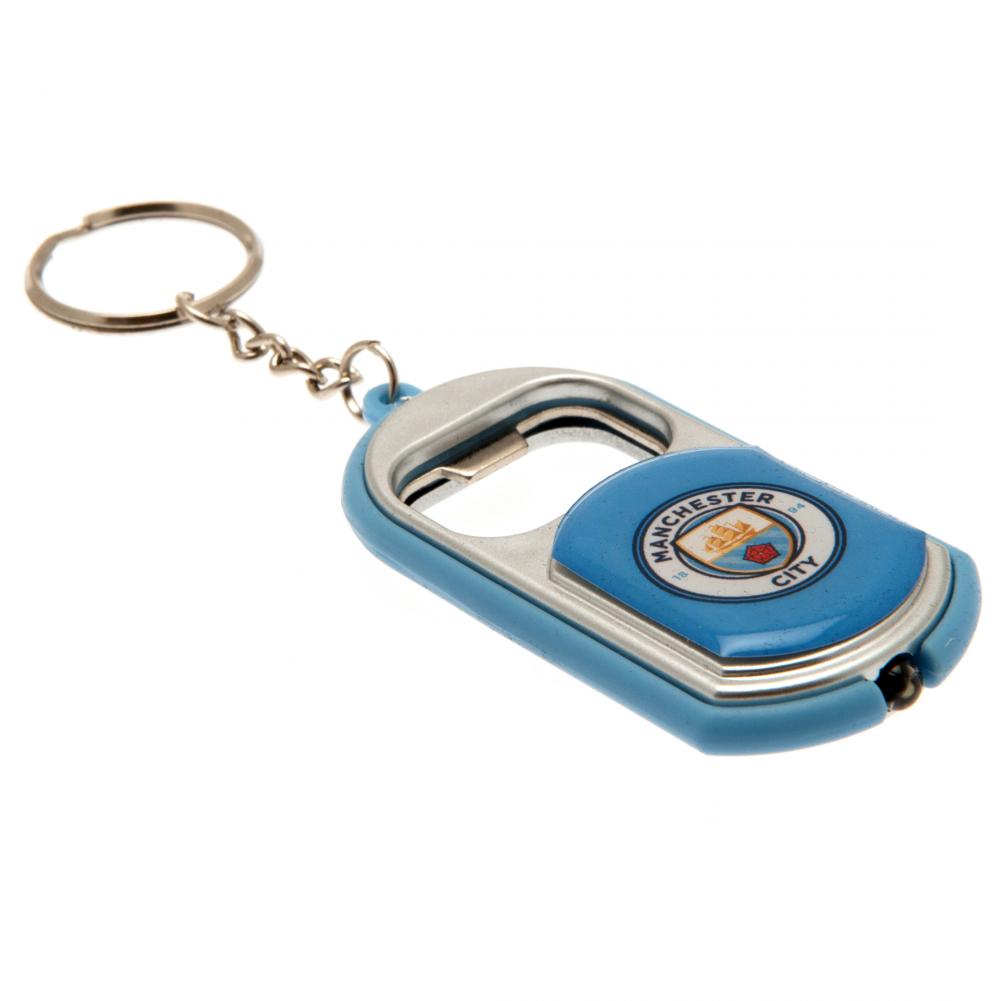 Manchester City Bottle Opener Keyring with Torch