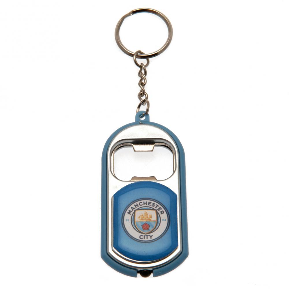 Manchester City Bottle Opener Keyring with Torch