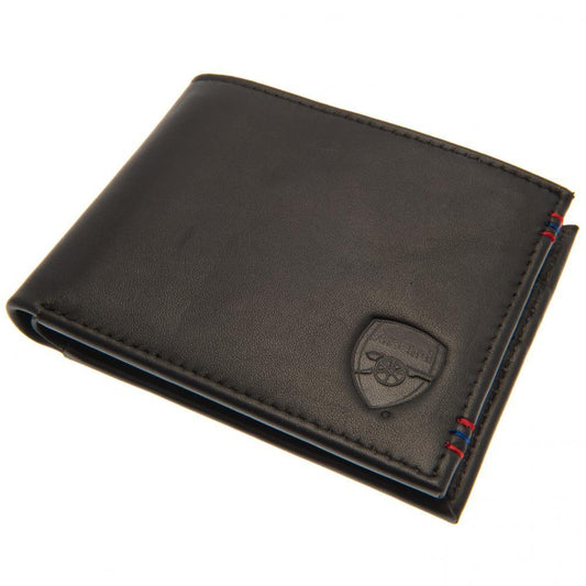 Arsenal FC black leather wallet with a logo on a white background