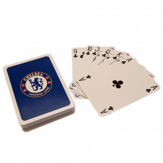 Playing cards with Chelsea Football Club logo on a blue card