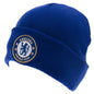 Blue beanie with Chelsea Football Club logo on a white background