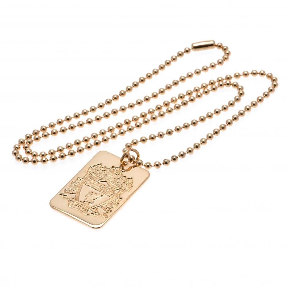 Liverpool FC Gold Plated Dog Tag & Chain Full View