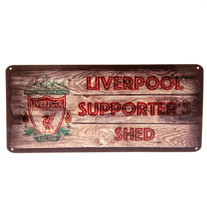 Wooden sign with Liverpool FC logo and text 'Liverpool Supporter's Shed' on a white background